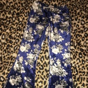 Blue flower bell bottoms women
